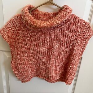 day + moon large orange/white cropped sweater